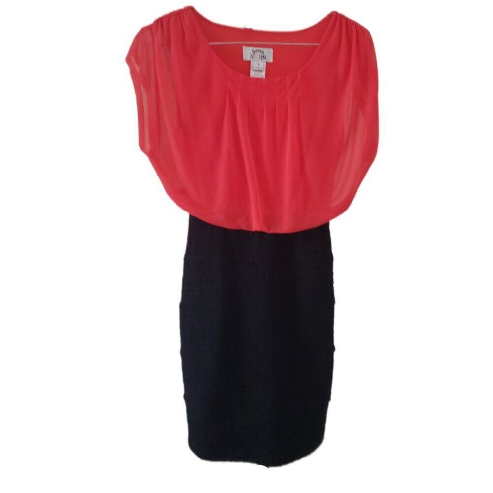 Sweet Storm Retro Orange Top with Black Stretch Bottom Mini Dress